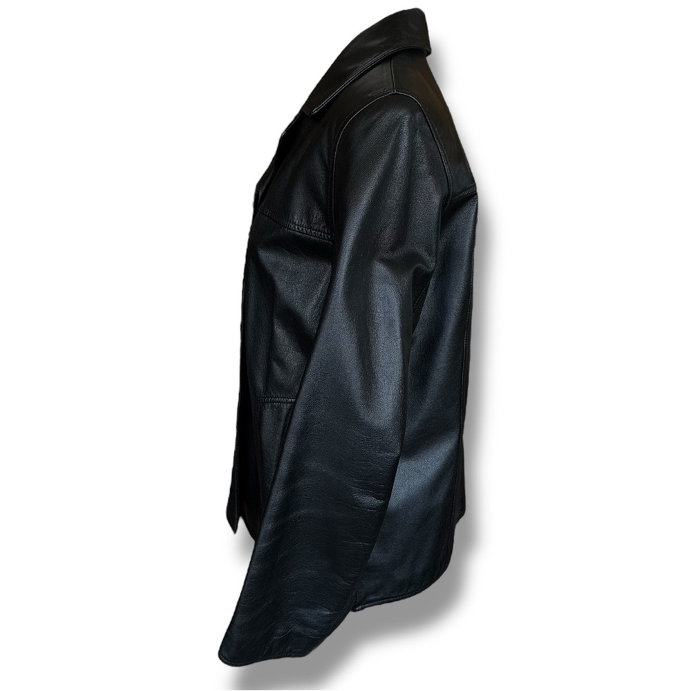 Vtg Colebrook & Co Black Leather Jacket Size Petite Medium - Picture 6 of 15